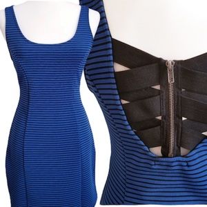 Blue and Black striped mini dress